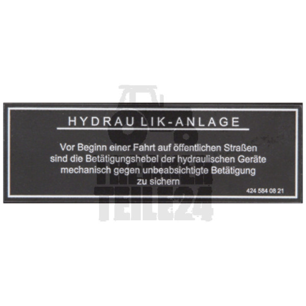 Aufkleber Hydraulikanlage