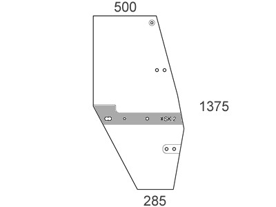 Türscheibe SK-2 rechts für Case/Steyr (1-34-221-003;1-34-221