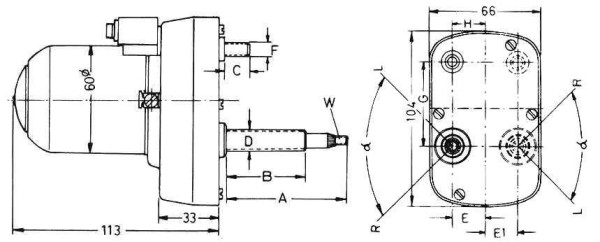 Wischermotor - 12V mit Schalter, 135° Wischwinkel