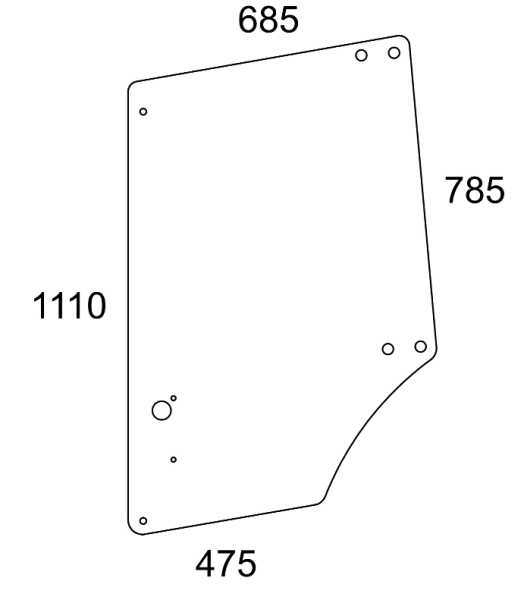 Türscheibe oben links/rechts für John Deere MC-1/CC2